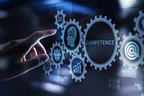 Competence skill personal development business concept on virtual screen